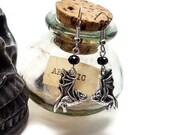 Gothic bat earrings, gothic dangle earrings, black bead earrings, gothic gift