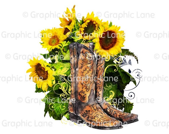 cowboy boots and sunflowers