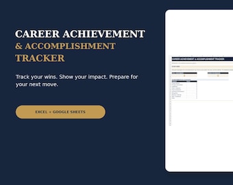 Career Achievement Tracker Spreadsheet Performance Review Promotion Planner Excel Google Sheets Template