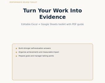 Performance Review Toolkit, Self-Evaluation Workbook, Career Development Planner (Digital Download)