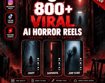 Über 800 KI-Horrorvideos | Virale, gesichtslose Videos für TikTok, Instagram & YouTube