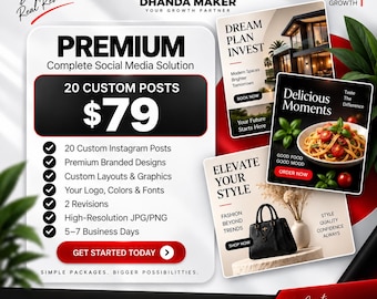 Custom Instagram Post Design Service | 20 Branded Graphics (Digital Files)