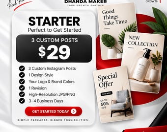 Custom Instagram Post Design Service | Brand-Specific Social Media Graphics (3 Posts)