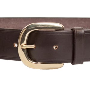 Dark Brown Bridle Leather Belt with 1.5 inch Horseshoe Buckle sizes S to XXL