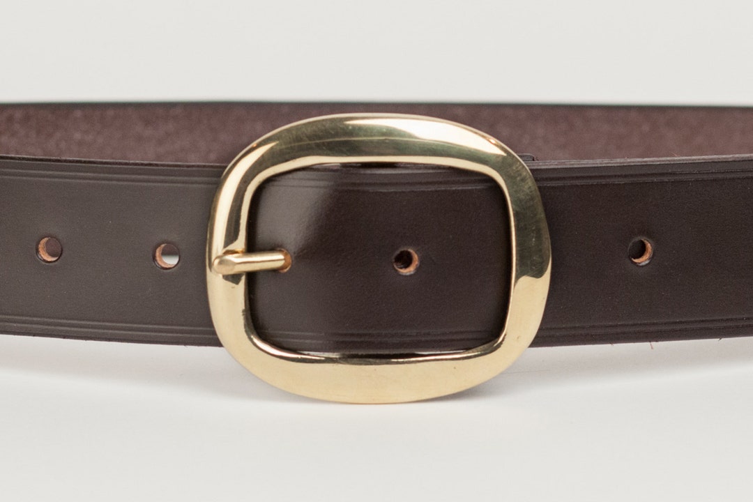 Dark Brown Bridle Leather Belt With 1.5 Inch Oval Buckle Sizes S to XXL ...