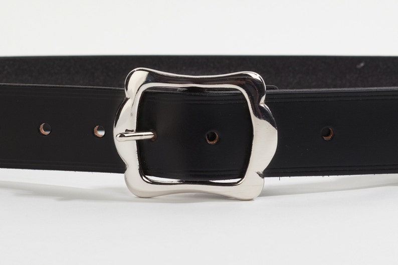 Black Bridle Leather Belt With 1.5 Inch Scallop Buckle - Etsy