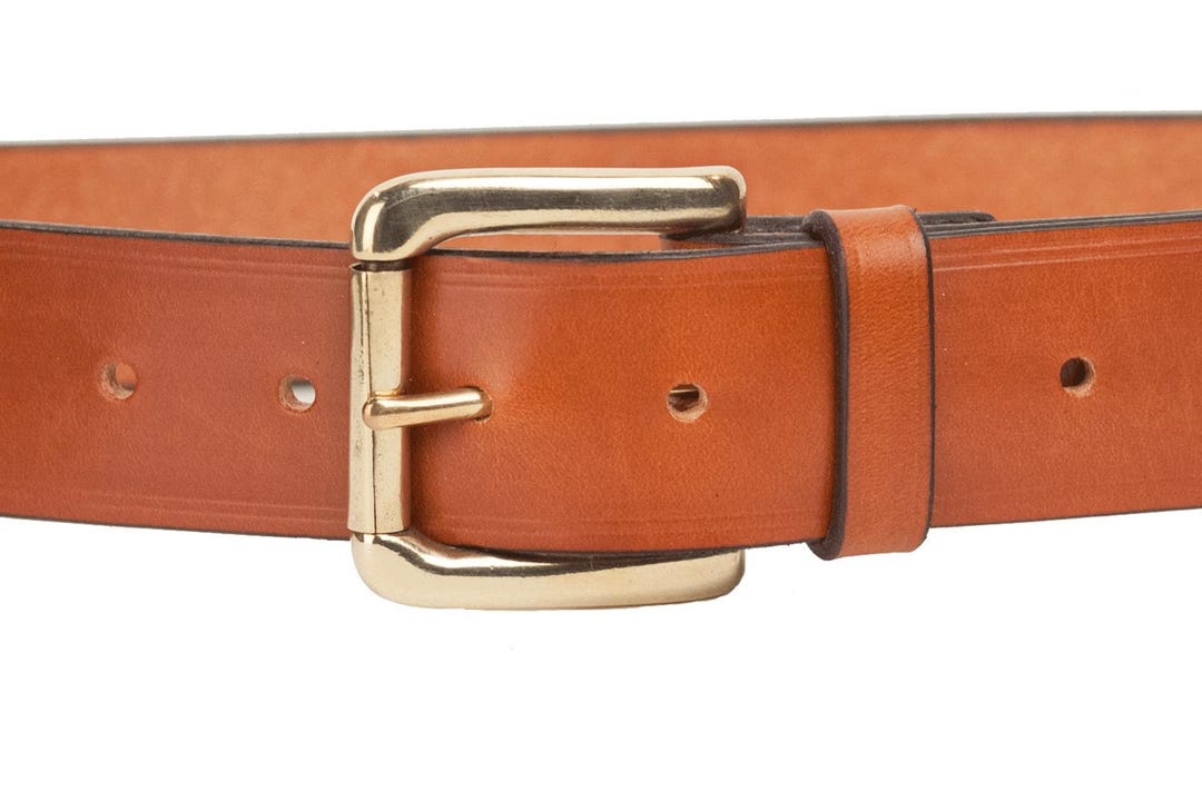 Tan Bridle Leather Belt With 1.5 Inch Roller Buckle Sizes S  display picture 1