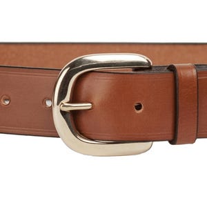 Mid Brown Bridle Leather Belt with 1.5 inch Horseshoe Buckle sizes S to XXL