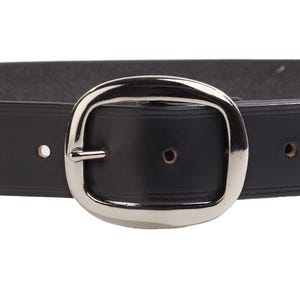 Black Bridle Leather Belt with 1.5 inch Oval Buckle sizes S to XXL