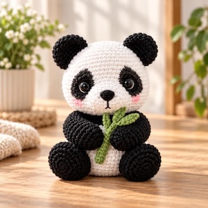 Crochet Panda Pattern PDF, Plush Amigurumi Stuffed Animal Toy, Cute Kawaii Bear, Beginner Friendly, Bamboo DIY, Crochet Panda Pattern