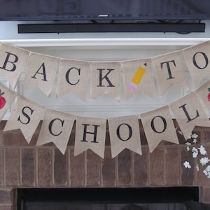 Back to School Banner, First Day of School, First Day of School Burlap Banner, First Day of School Banner