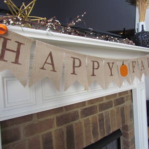 Happy Fall Burlap Banner Customize Center Pennant,Fall Decor,Fall Garland,Fall Decorations,Thanksgiving Decorations,Rustic Fall Decor image 2