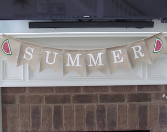 Summer Burlap Banner, Summer Banner, Summer Decorations, Watermelon Banner