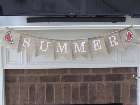 Summer Burlap Banner, Summer Banner, Summer Decorations, Watermelon Banner
