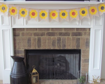 Sunflower Burlap Banner, Sunflower Banner, Summer Banner, Fall Banner, Sunflowers, Sunflower Decorations