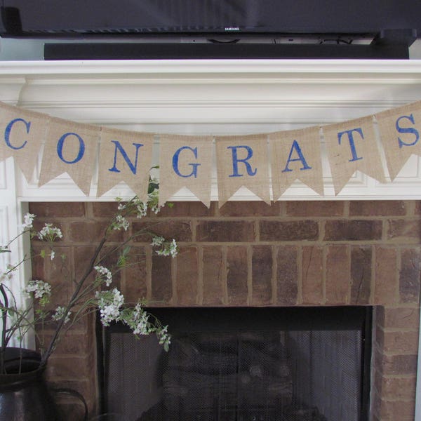 Congratulations Graduation Burlap Banner, Choose Colors for your School