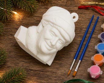 Trump Santa Bust Ornament, Fur Collar, Paint Kit