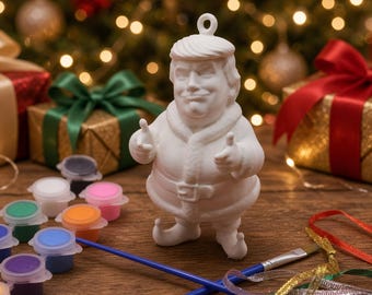 Elf-boot Trump Christmas Ornament. Ready-to-paint Kit