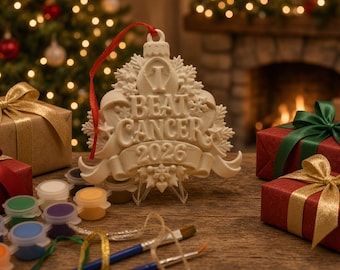 I Beat Cancer 2026 Ornament Kit, Paint Your Own Survivor