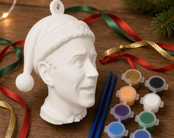 Confused Biden Ornament, Santa Hat Bust, Paint Kit