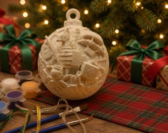Gamer Village Christmas Bauble Kit, Paint Your Own 3D