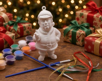 Pointing Trump Christmas Ornament, Unpainted Blank to Paint