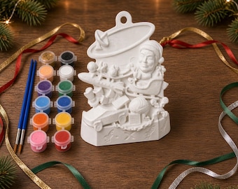 Elon Musk Sleigh Ornament, Rocket Car, Paint Kit