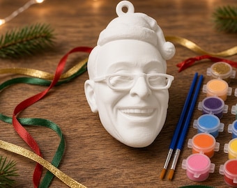Chuck Schumer Ornament, Santa Hat Glasses, Paint Kit