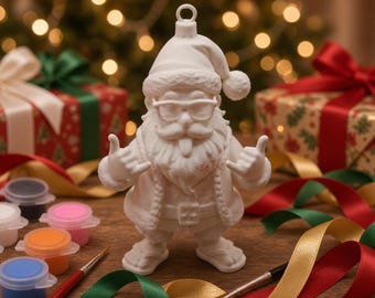 Shaka Santa Christmas Ornament, Unpainted Hang Loose Blank to Paint