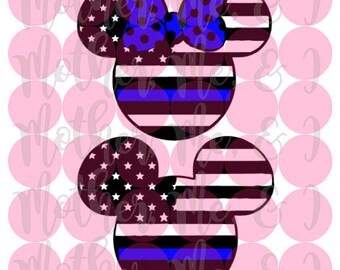 Thin Blue Line Mickey Minnie / Disney / Police / Flag SVG DXF PNG Cut File Download Cricut Silhouette Design for Shirts, Scrapbooks Disney