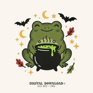 Toad Pot PNG Halloween Magic Gift Comic Digital Download Frogpot Printable Halloween Fan Cartoon PNG Magical Graphic Fantasy Flying Bats