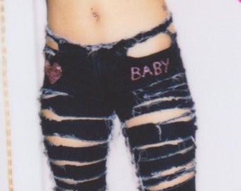 Slashed ripped BABY blingy jeans