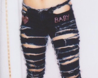 Slashed ripped BABY blingy jeans