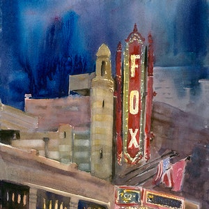 Atlanta Fox Theater Giclée Print: Urban Watercolor Cityscape
