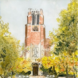 Impresión de edición limitada de la torre Beaumont de la Universidad Estatal de Michigan, impresión giclée firmada a mano de la Universidad Estatal de Michigan, arte de East Lansing, Michigan, decoración de pared de la MSU