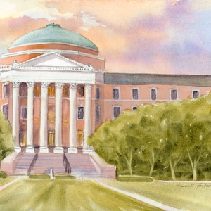 Impressão Giclée do SMU Dallas Hall: Arte da Southern Methodist University