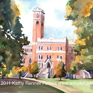 Kirkland Hall Limited Edition giclee print x of 100 Vanderbilt University from original watercolor painting College art hand signed