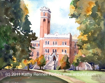 Kirkland Hall Limited Edition giclee print x of 100 Vanderbilt University from original watercolor painting College art hand signed