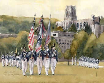 West Point Color Guard on the Plain Limited Edition Giclee Print, US Military Print