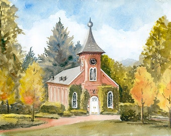 Lee's Chapel W&L University Limited Edition, Washington and Lee hand signed giclee print,  Lexington VA Art, College Wall decor, College art