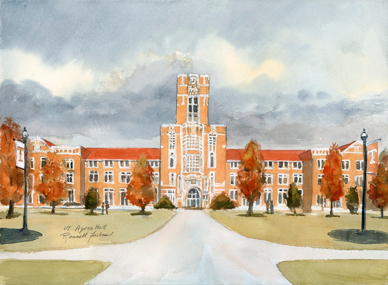 UT Ayres Hall Giclee Print, University of Tennessee Campus, Knoxville, TN Small Landscape Print