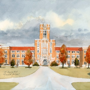 UT Ayres Hall giclee print, University of Tennessee campus, Knoxville, TN small landscape print, College Art, TN Volunteers Grads