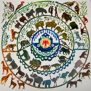 Noah&#39;s Ark Giclee Print: Colorful Animal Art, Nursery Decor