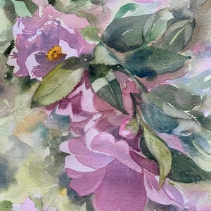 Japanese Camellia Original Watercolor, Pink Camellia painting, Taylor&#39;s Perfection Camellia, Flower Garden Art, small floral, Office Decor