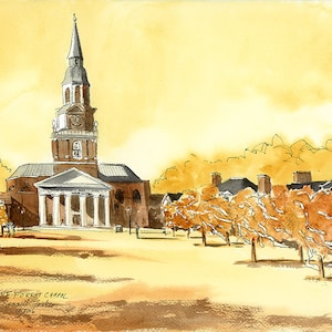 Wake Forest Chapel Print, Wake Forest Quad Limited Edition Print, Wake Forest Wall Decor. Wake Forest Gift