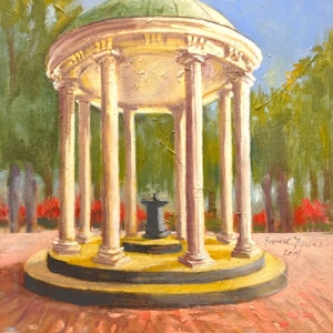 UNC Well Hand signed Limited Edition Professional Giclee Art Print x of 100 University of North Carolina Well Chapel Hill from original oil