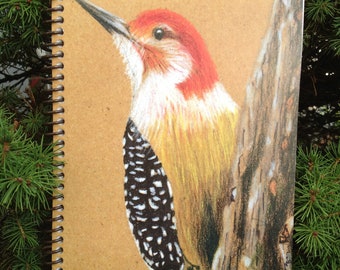 Spiral bound eco-friendly woodpecker journal