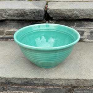 Vintage 1930-tals Bauer Pottery Los Angelos Turkos Ringware Nummer 12 Blandningsskål