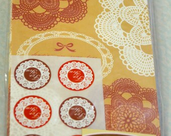 A set of 6 Japanese Kraft Gift Bags Laces