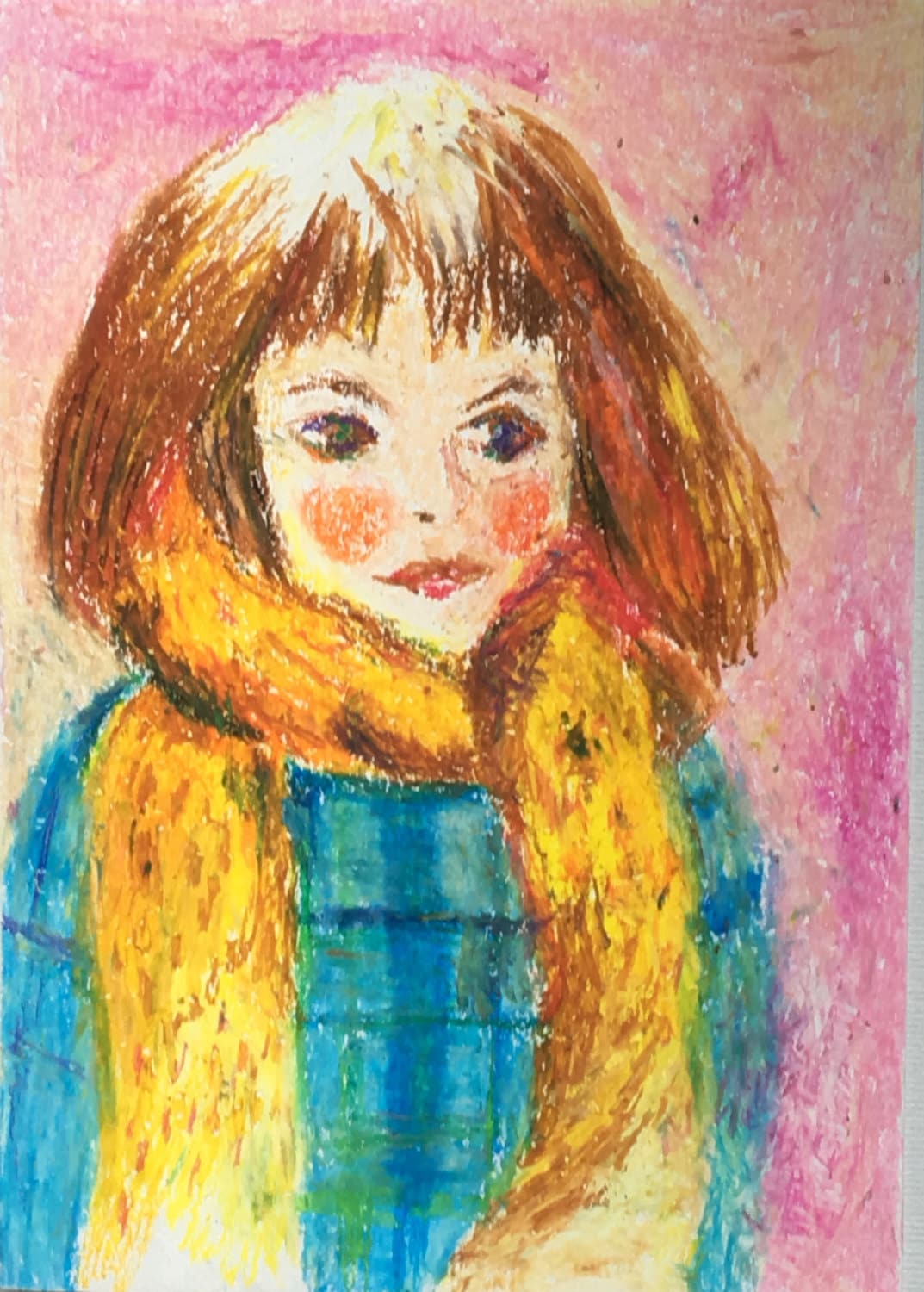Original Oil Pastel Portrait Painting/ Illustration Girl in a Etsy